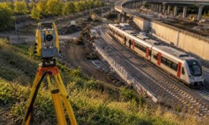 ALTA land survey equipment near planned transit expansion and rail construction project